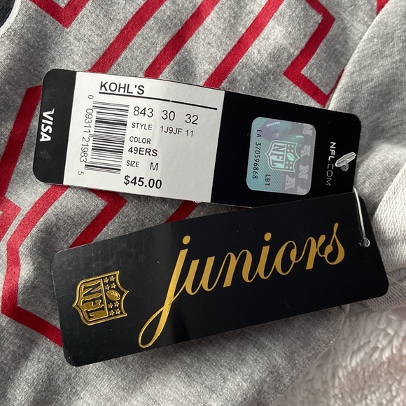 NFL 49ers Logo Hooded Gray Short-sleeve Sweatshirt - Picture 5 of 5